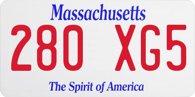 MA license plate 280XG5