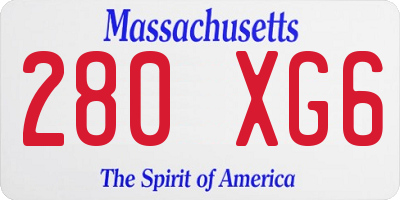 MA license plate 280XG6