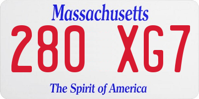 MA license plate 280XG7