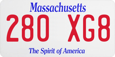 MA license plate 280XG8