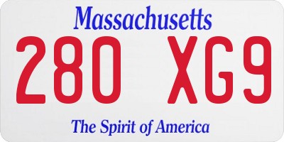 MA license plate 280XG9