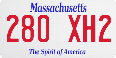 MA license plate 280XH2