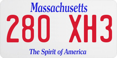 MA license plate 280XH3