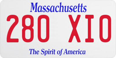 MA license plate 280XI0