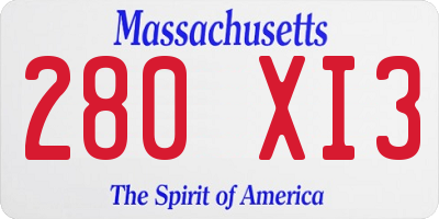 MA license plate 280XI3