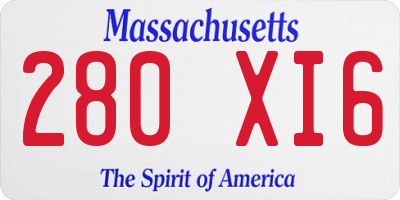 MA license plate 280XI6