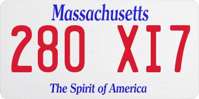 MA license plate 280XI7