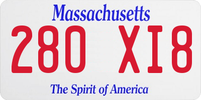 MA license plate 280XI8