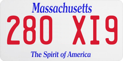 MA license plate 280XI9