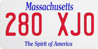 MA license plate 280XJ0