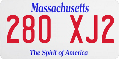 MA license plate 280XJ2