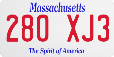 MA license plate 280XJ3