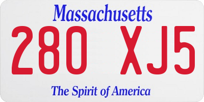 MA license plate 280XJ5