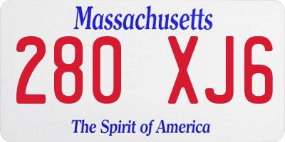 MA license plate 280XJ6