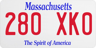 MA license plate 280XK0