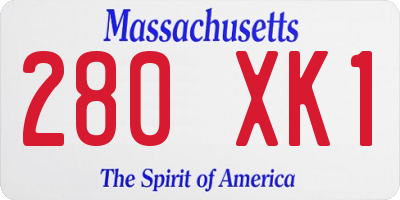MA license plate 280XK1