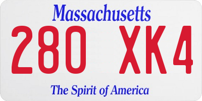 MA license plate 280XK4