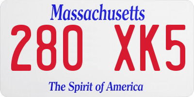MA license plate 280XK5