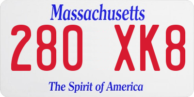 MA license plate 280XK8
