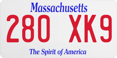 MA license plate 280XK9