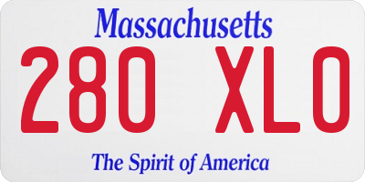 MA license plate 280XL0