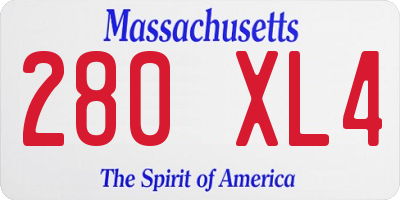 MA license plate 280XL4