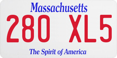 MA license plate 280XL5