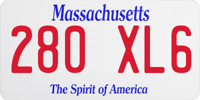 MA license plate 280XL6