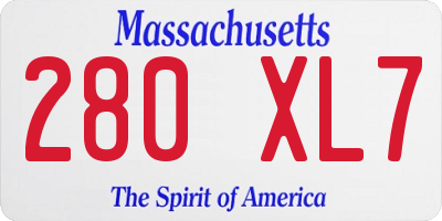 MA license plate 280XL7