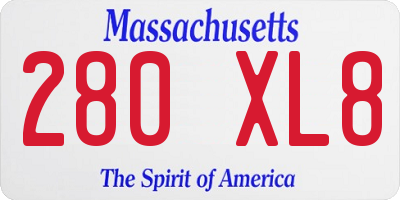 MA license plate 280XL8