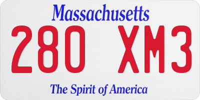 MA license plate 280XM3