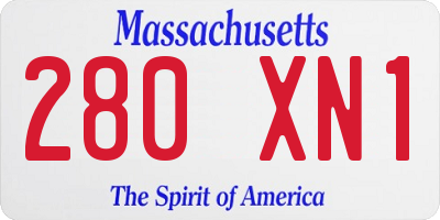 MA license plate 280XN1