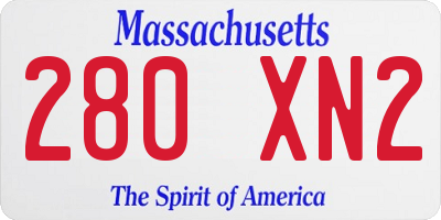 MA license plate 280XN2