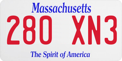 MA license plate 280XN3