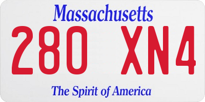 MA license plate 280XN4