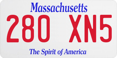 MA license plate 280XN5