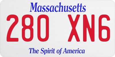 MA license plate 280XN6