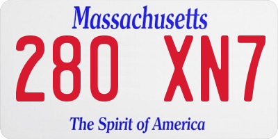 MA license plate 280XN7