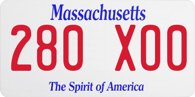 MA license plate 280XO0