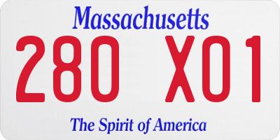 MA license plate 280XO1