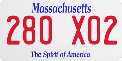 MA license plate 280XO2