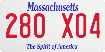 MA license plate 280XO4