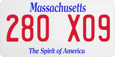 MA license plate 280XO9