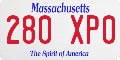 MA license plate 280XP0