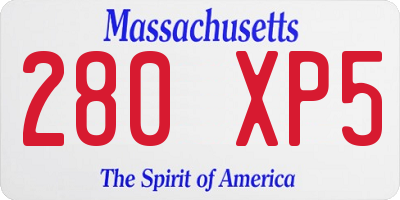 MA license plate 280XP5
