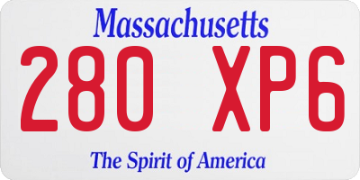 MA license plate 280XP6