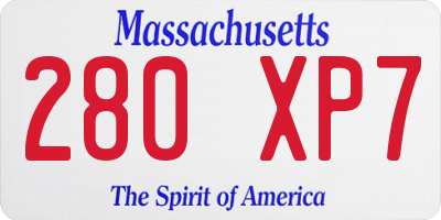 MA license plate 280XP7