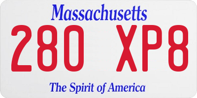 MA license plate 280XP8