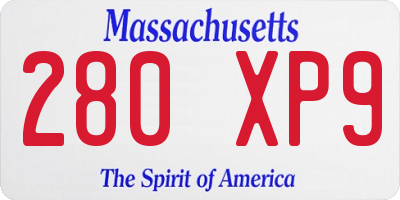 MA license plate 280XP9