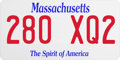 MA license plate 280XQ2